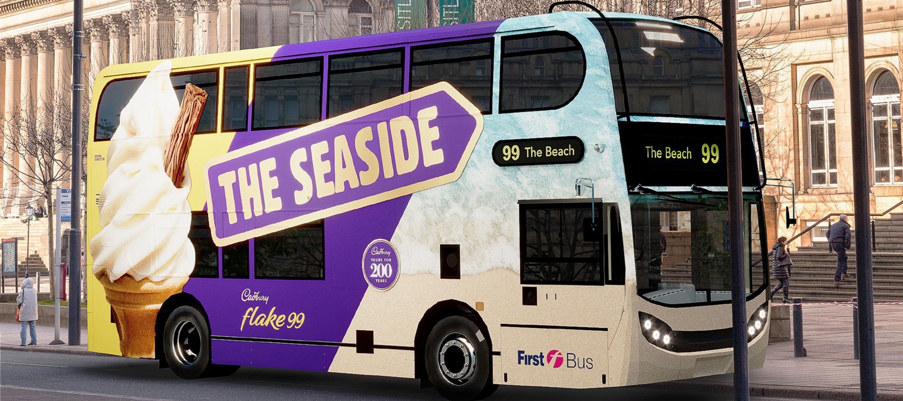 Cadbury launches Flake 99 bus service and campaign to take families to the beach